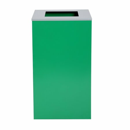 ALPINE INDUSTRIES Square Recycling Gin, 29 Gallons, Green Can, Square Opening Lid ALP4450-KIT-GRN-S